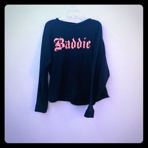BADDIE graphic long sleeve T-shirt
